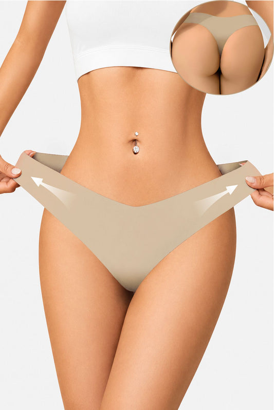 Chiloți Tanga Damă - Lara, Talie joasă, Fără cusături, Bej - Linovit Store