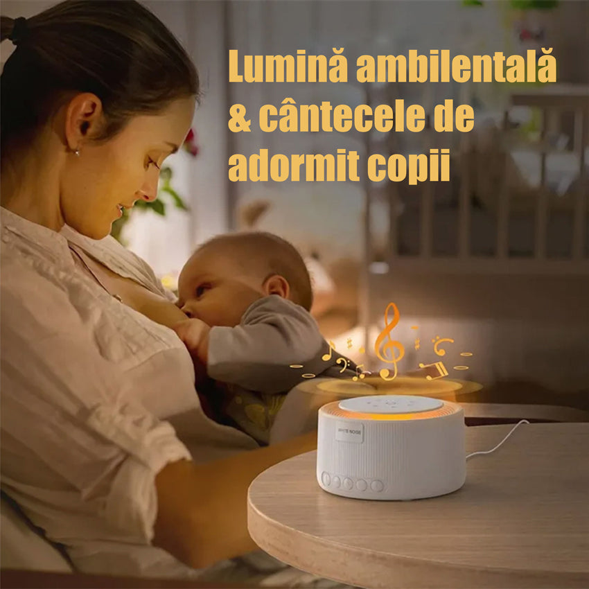 Dispozitiv generare sunete albe, 30 sunete, Lumina de veghe, Memorie, Timer, White Noise, Alb