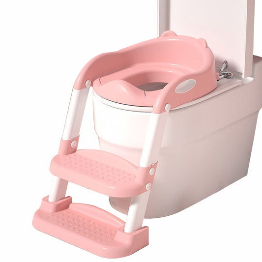 Reductor WC pentru Copii cu Scarita, Plabil, 38 x 40 x 47 cm, Roz / Alb - Linovit Store