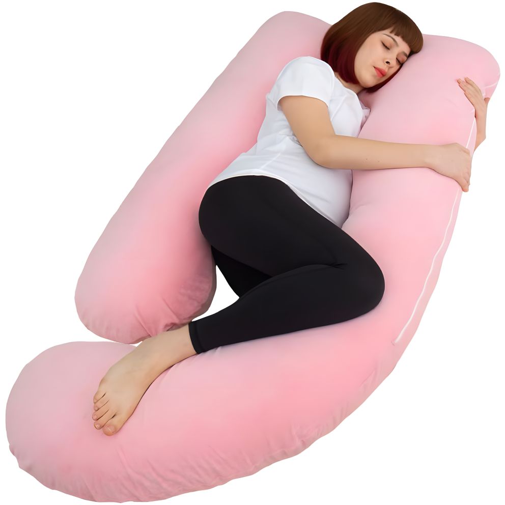 Perna Gravide si Alaptare 3 in 1, Multifunctionala, Sustinere pentru Burta, Spate, Solduri, Picioare, Bebelus, Relaxare, Husa detasabila, Roz