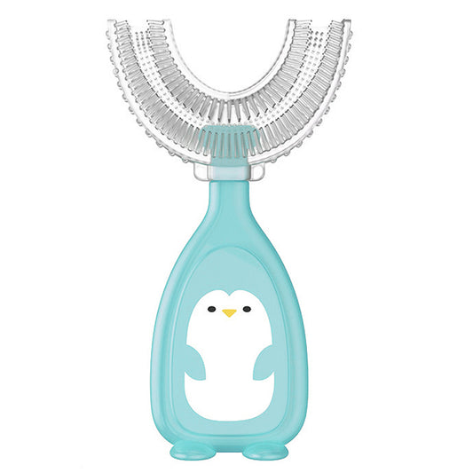 Periuta de dinti copii, Linovit, Silicon alimentar, Rezistent la temperaturi inalte, Forma de U, 2-12 ani - Linovit Store