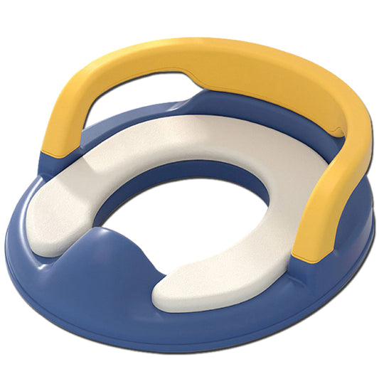 Reductor WC Copii cu Manere, Portabil, Antiderapant, 1-8 ani, Pentru majoritatea vaselor de toaleta, Albastru Inchis / Galben - Linovit Store