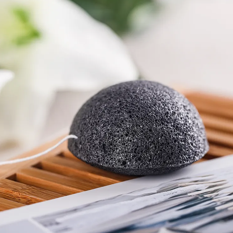 Burete konjac pentru ten acneic, Linovit®, Ecologic, Negru - Linovit Store