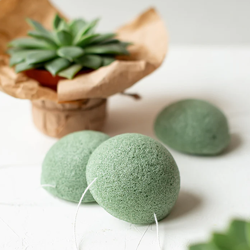 Burete konjac pentru ten normal, Linovit®, Ecologic, Verde - Linovit Store