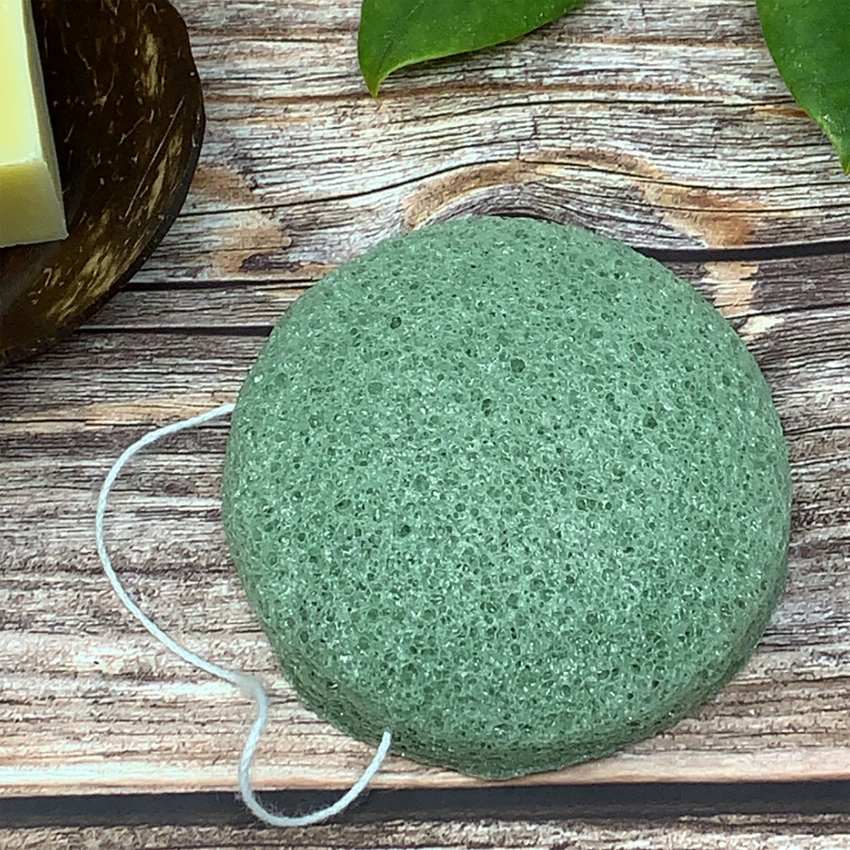 Burete konjac pentru ten normal, Linovit®, Ecologic, Verde - Linovit Store