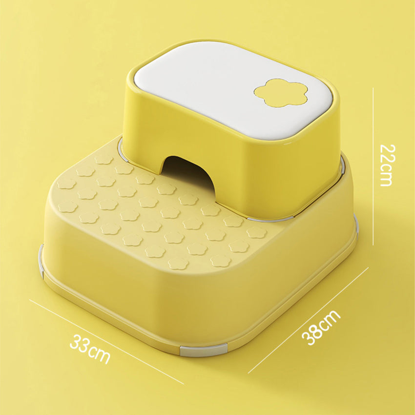 Scaunel Inaltator pentru Copii 2 in 1 cu Doua Trepte, Multifunctional, pentru WC, Baie si Bucatarie, Galben / Alb