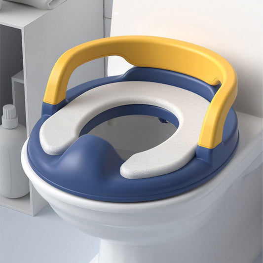 Reductor WC Copii cu Manere, Portabil, Antiderapant, 1-8 ani, Pentru majoritatea vaselor de toaleta, Albastru Inchis / Galben - Linovit Store