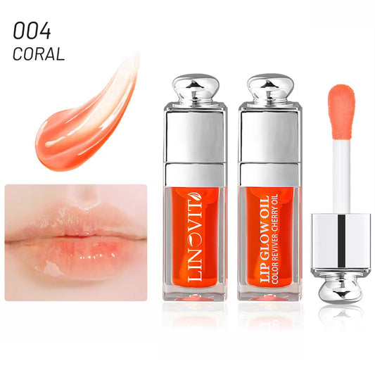 Ulei de buze Linovit® cu ulei de cirese dulci, 6ml, Culoare 004 Coral - Linovit Store