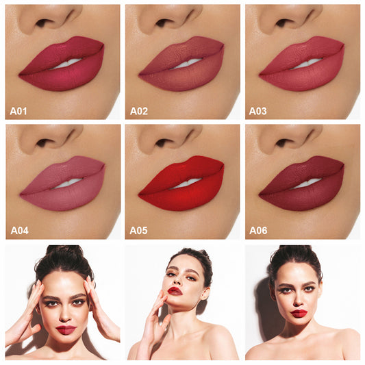 Set 6 rujuri mate rezistente la transfer, waterproof, 6 X 2.5 ml, Rosu / Rose - Linovit Store