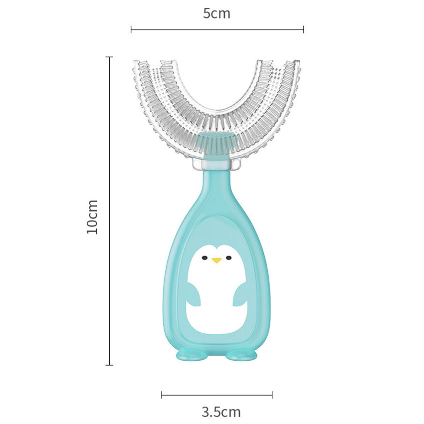 Periuta de dinti copii, Linovit, Silicon alimentar, Rezistent la temperaturi inalte, Forma de U, 2-12 ani - Linovit Store