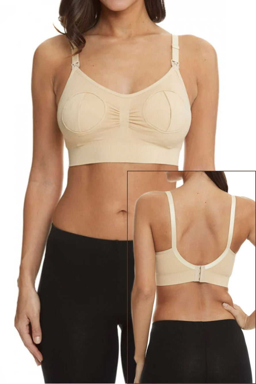 Sutien Linovit pentru alaptare 3 in 1 cu sustinere pompa san - Bej - Linovit Store