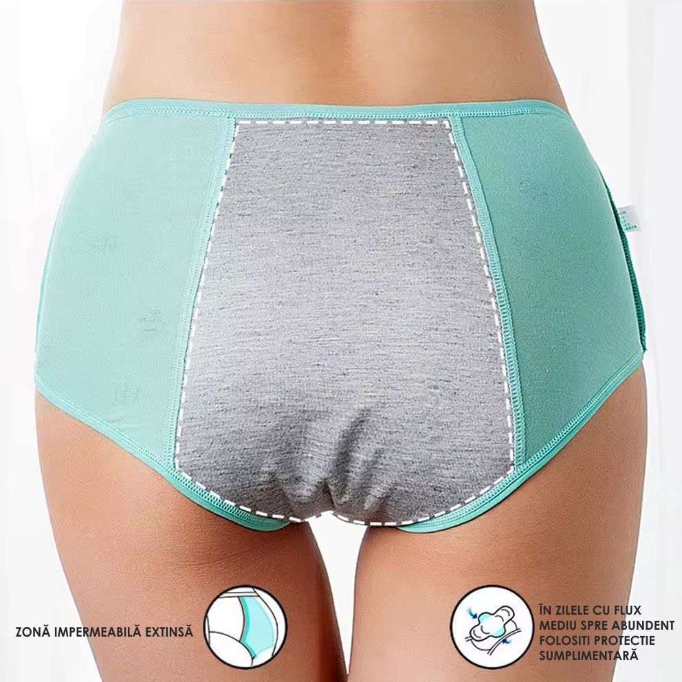 Set 6 Chiloți Menstruali pentru Adolescente, Pentru Flux Redus, 3 Straturi, Confort și Protecție Zilnică, Reutilizabili, Bumbac, Multicolori - Linovit Store