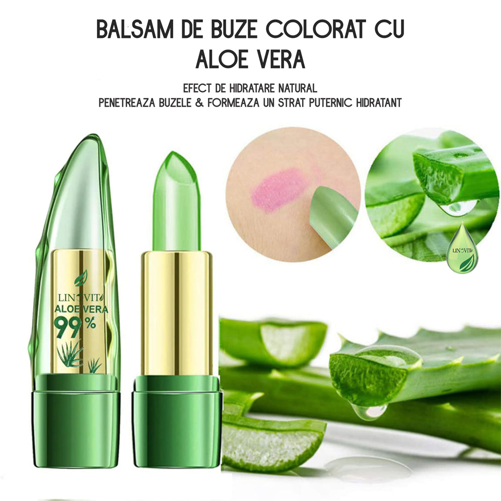 Set 2 bucati Balsam de Buze nuantator cu Aloe Vera, Linovit®, Hranitor, Hidratant, Coloare schimbatoare - Linovit Store