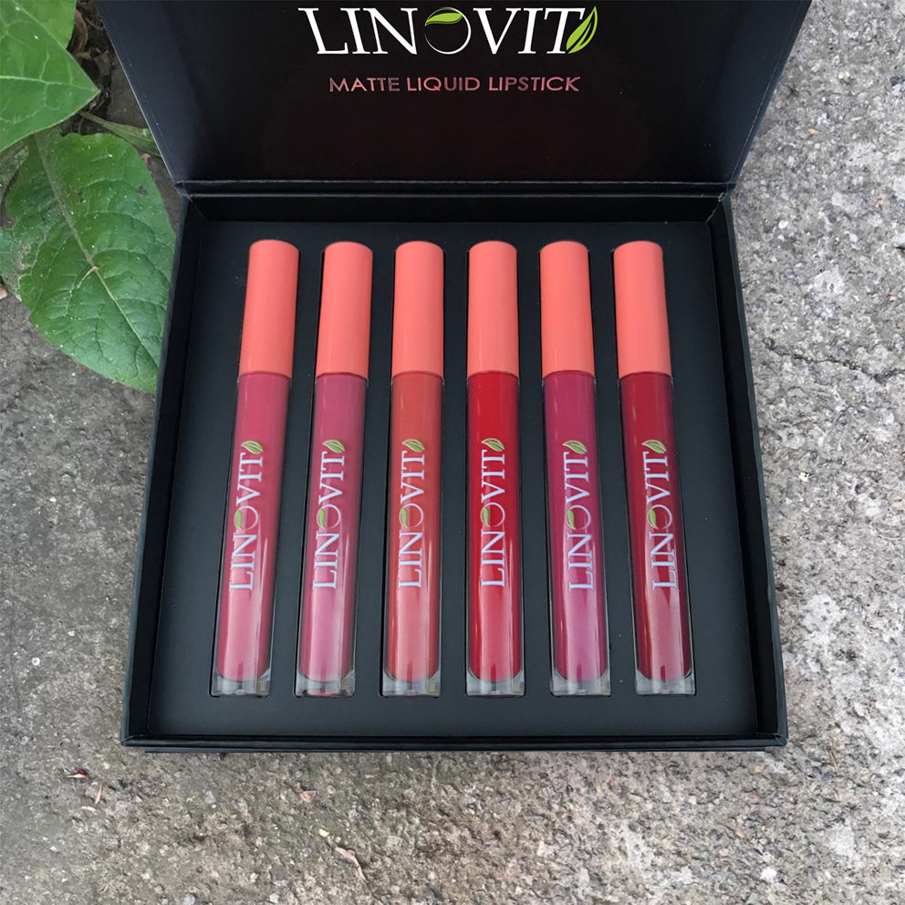 Set 6 rujuri mate rezistente la transfer, waterproof, 6 X 2.5 ml, Rosu / Rose - Linovit Store