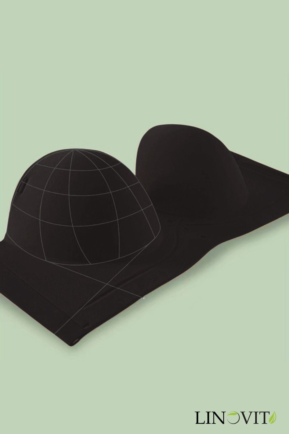 Sutien fara armaturi si fara cusaturi, Linovit®, Push-up, Bretele detasabile, Sistem dublu de prindere, Ideal pentru rochii cu spatele gol, Negru