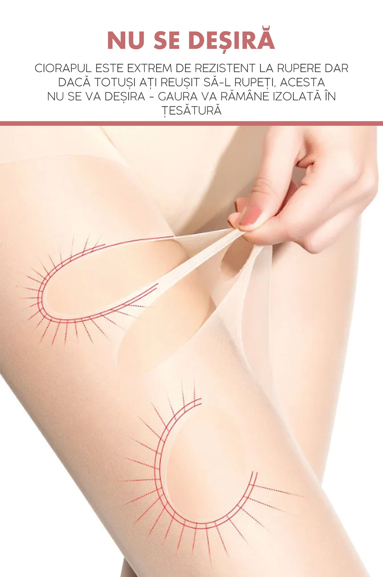 Dres rezistent la rupere, Linovit®, Anti-desirare,15 DEN, One Size, Bej - Linovit Store