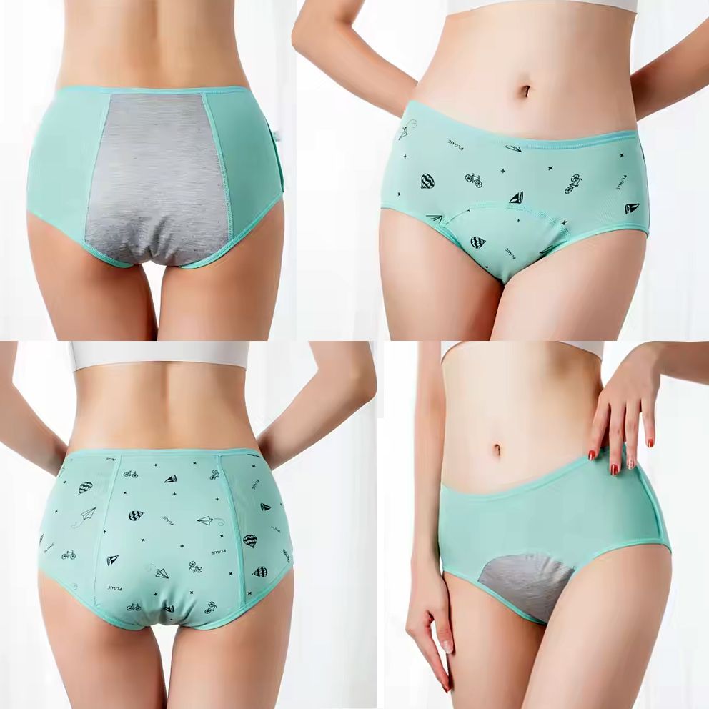 Set 6 Chiloți Menstruali pentru Adolescente, Pentru Flux Redus, 3 Straturi, Confort și Protecție Zilnică, Reutilizabili, Bumbac, Multicolori - Linovit Store