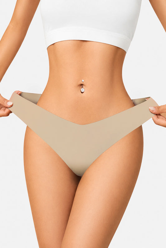 Chiloți Tanga Damă - Lara, Talie joasă, Fără cusături, Bej - Linovit Store