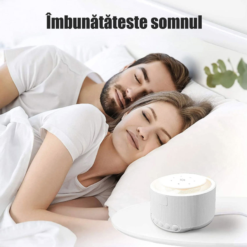 Dispozitiv generare sunete albe, 30 sunete, Lumina de veghe, Memorie, Timer, White Noise, Alb