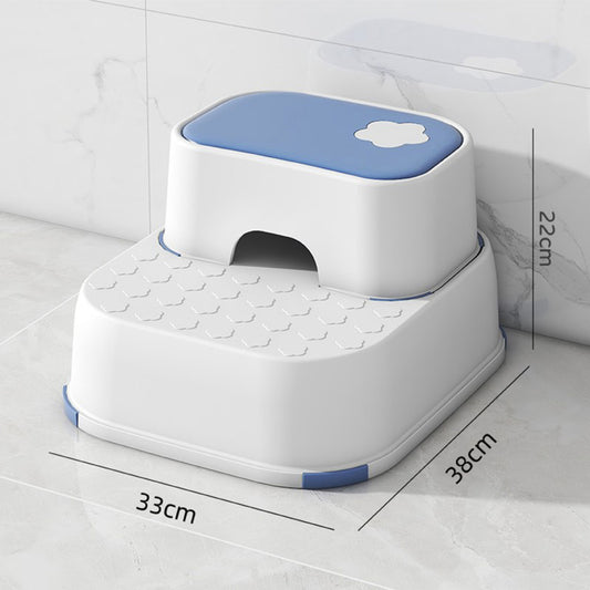 Scaunel Inaltator pentru Copii 2 in 1 cu Doua Trepte, Multifunctional, pentru WC, Baie si Bucatarie, Alb / Albastru - Linovit Store