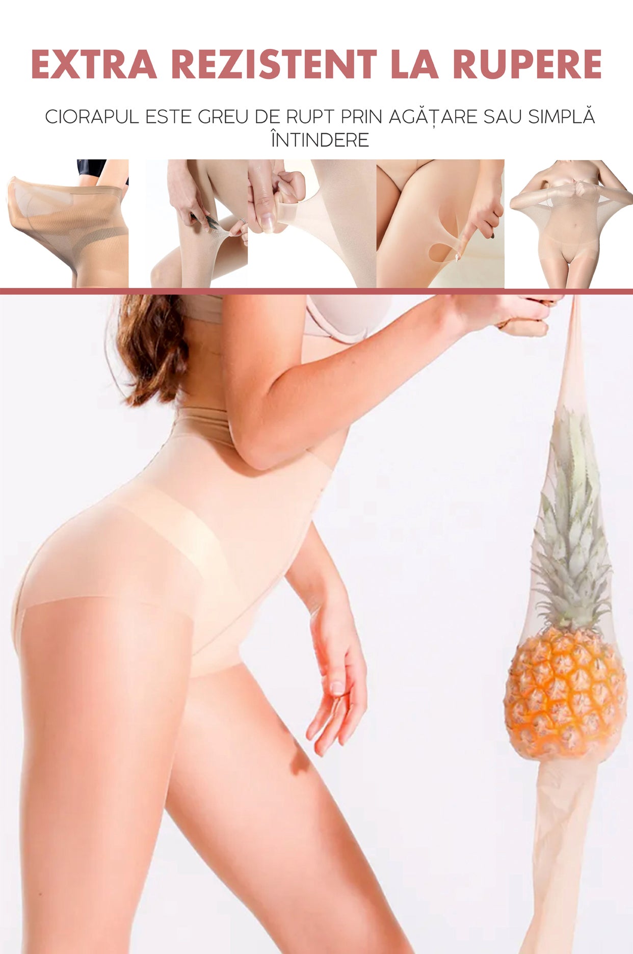 Dres rezistent la rupere, Linovit®, Anti-desirare,15 DEN, One Size, Bej - Linovit Store