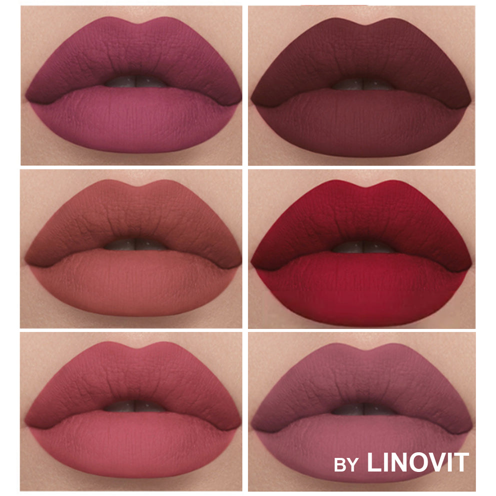 Set 6 rujuri mate rezistente la transfer, waterproof, 6 X 2.5 ml, Rosu / Rose - Linovit Store