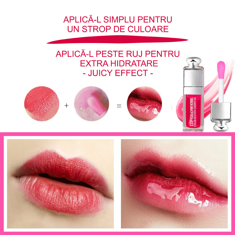 Ulei de buze Linovit® cu ulei de cirese dulci, 6ml, Culoare 007 Raspberry - Linovit Store