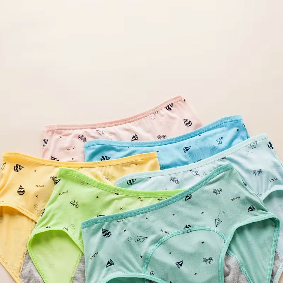 Set 6 Chiloți Menstruali pentru Adolescente, Pentru Flux Redus, 3 Straturi, Confort și Protecție Zilnică, Reutilizabili, Bumbac, Multicolori - Linovit Store