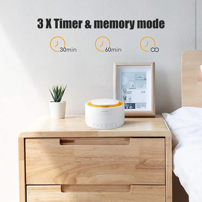 Dispozitiv generare sunete albe, 30 sunete, Lumina de veghe, Memorie, Timer, White Noise, Alb