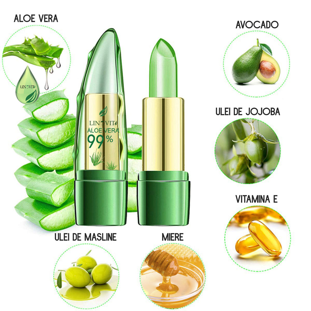 Set 2 bucati Balsam de Buze nuantator cu Aloe Vera, Linovit®, Hranitor, Hidratant, Coloare schimbatoare - Linovit Store