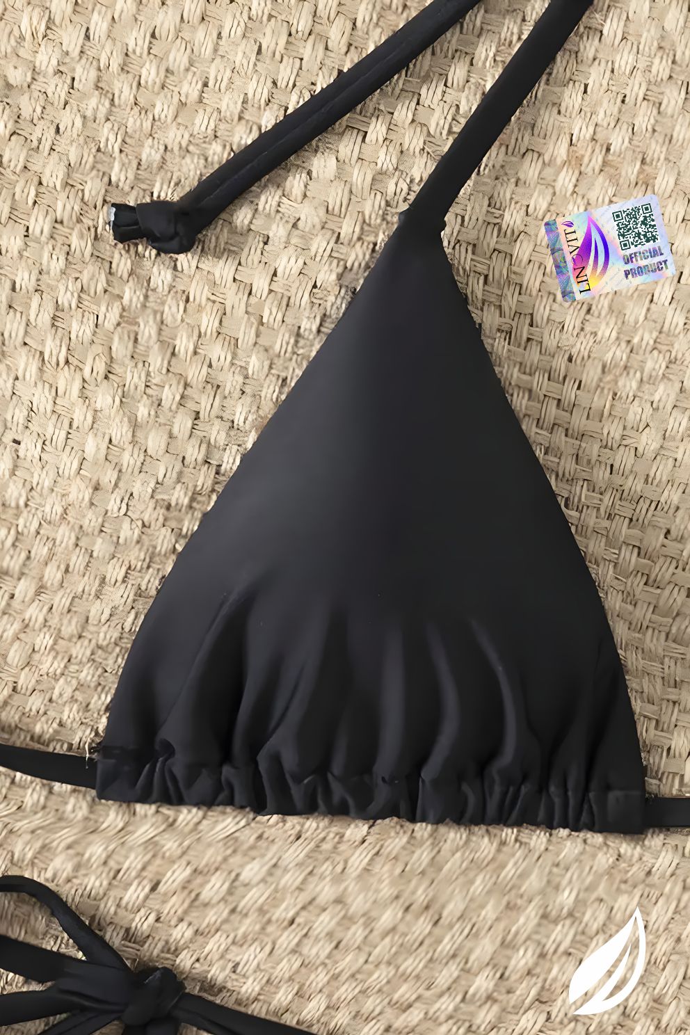 Sutien de baie Linovit®, Cupe triunghiulare, Buret detasabil, Negru - Linovit Store
