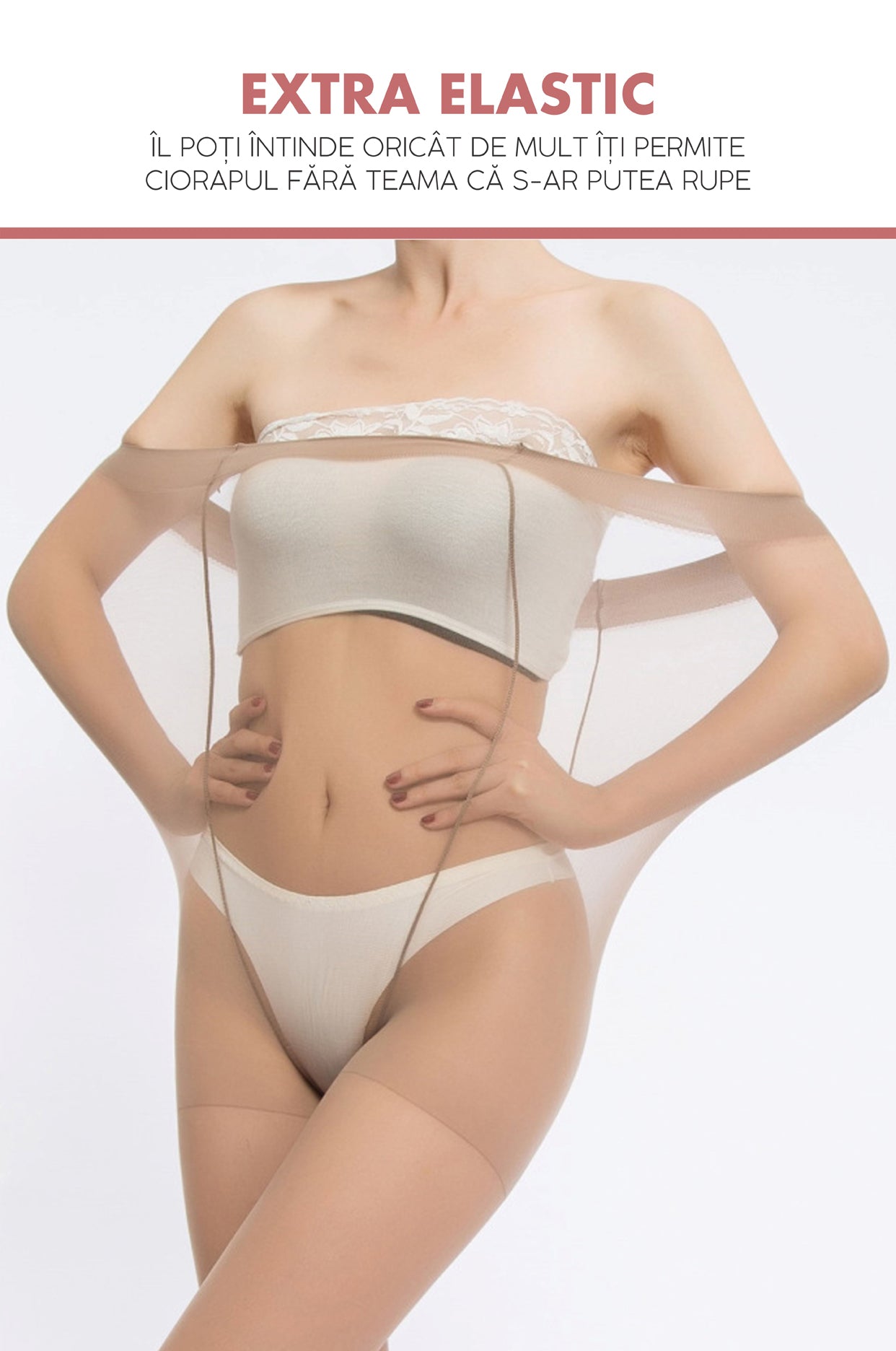 Dres rezistent la rupere, Linovit®, Anti-desirare,15 DEN, One Size, Bej - Linovit Store