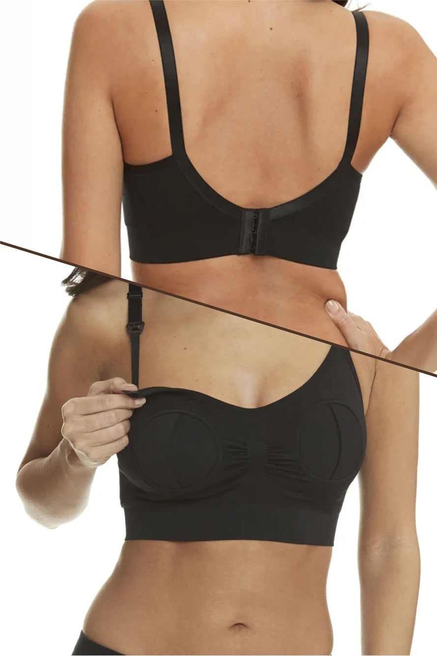 Sutien Linovit pentru alaptare 3 in 1 cu sustinere pompa san - Negru - Linovit Store