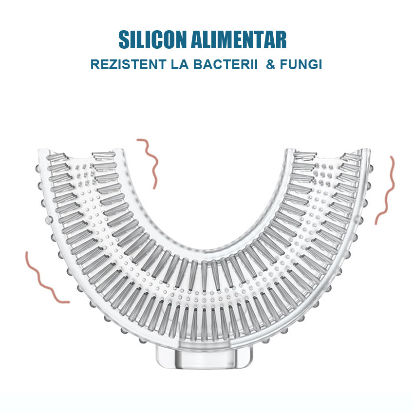 Periuta de dinti copii, Linovit, Silicon alimentar, Rezistent la temperaturi inalte, Forma de U, 2-12 ani - Linovit Store
