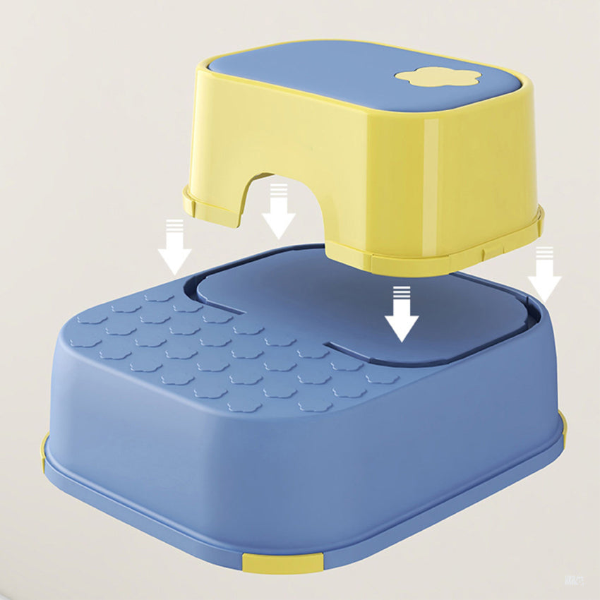 Scaunel Inaltator pentru Copii 2 in 1 cu Doua Trepte, Multifunctional, pentru WC, Baie si Bucatarie, Albastru deschis / Galben - Linovit Store