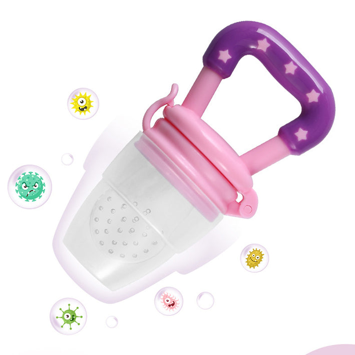 Suzeta pentru fructe si legume Linovit®, fara BPA, Silicon alimentar moale, Roz - Linovit Store