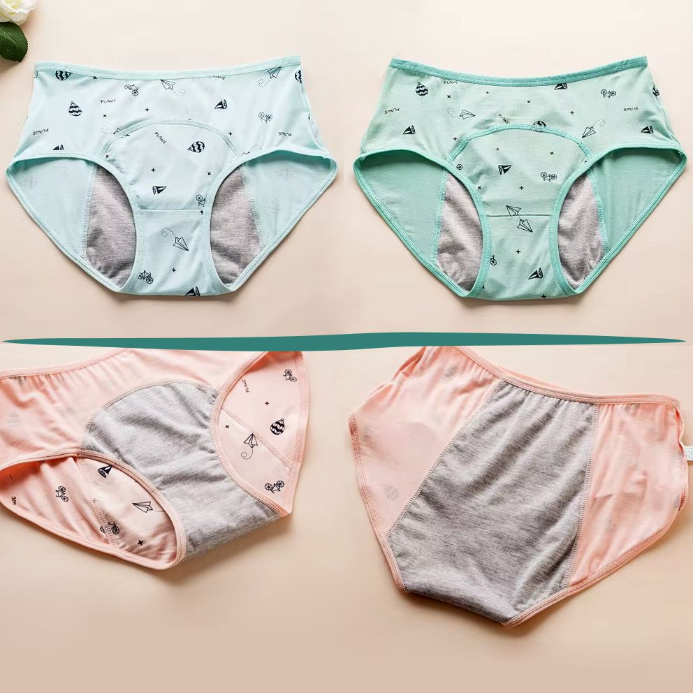 Set 6 Chiloți Menstruali pentru Adolescente, Pentru Flux Redus, 3 Straturi, Confort și Protecție Zilnică, Reutilizabili, Bumbac, Multicolori - Linovit Store