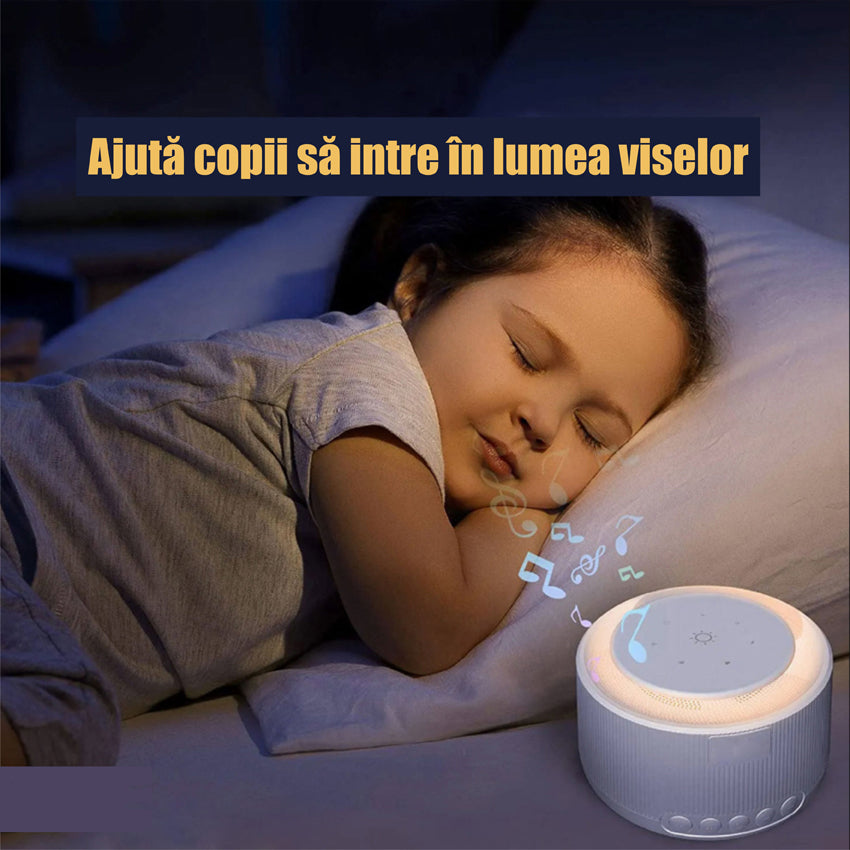 Dispozitiv generare sunete albe, 30 sunete, Lumina de veghe, Memorie, Timer, White Noise, Alb