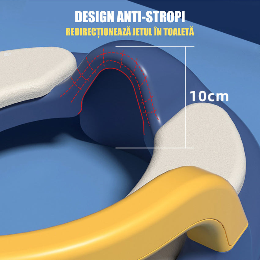 Reductor WC Copii cu Manere, Portabil, Antiderapant, 1-8 ani, Pentru majoritatea vaselor de toaleta, Albastru Inchis / Galben - Linovit Store