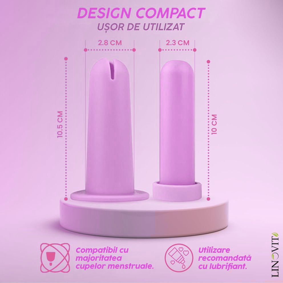 Aplicator pentru cupa menstruala Linovit®, silicon medical, reutilizabil, usor de folosit, compatibil cu lubrifiant, design compact si igienic, roz