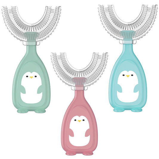 Periuta de dinti copii, Linovit, Silicon alimentar, Rezistent la temperaturi inalte, Forma de U, 2-12 ani - Linovit Store