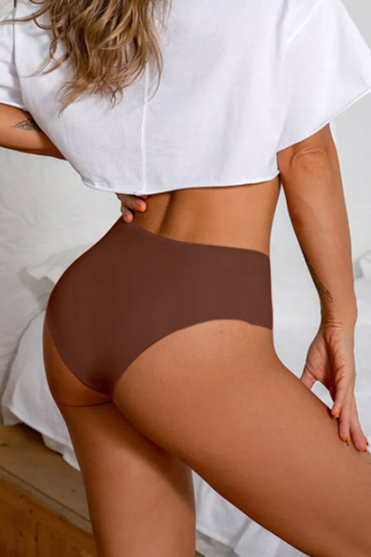 Chiloți Damă Silvia, Talie înaltă, Fără cusături, Maro - Linovit Store