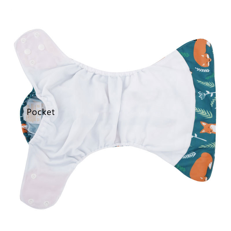 Set 4 scutece bebe, 1 săculeț pentru transport si 8 inserții absorbante, Reutilizabile, Lavabile, Impermeabile, Marime Reglabilă 3kg-15kg, Portocaliu/Verde - Linovit Store