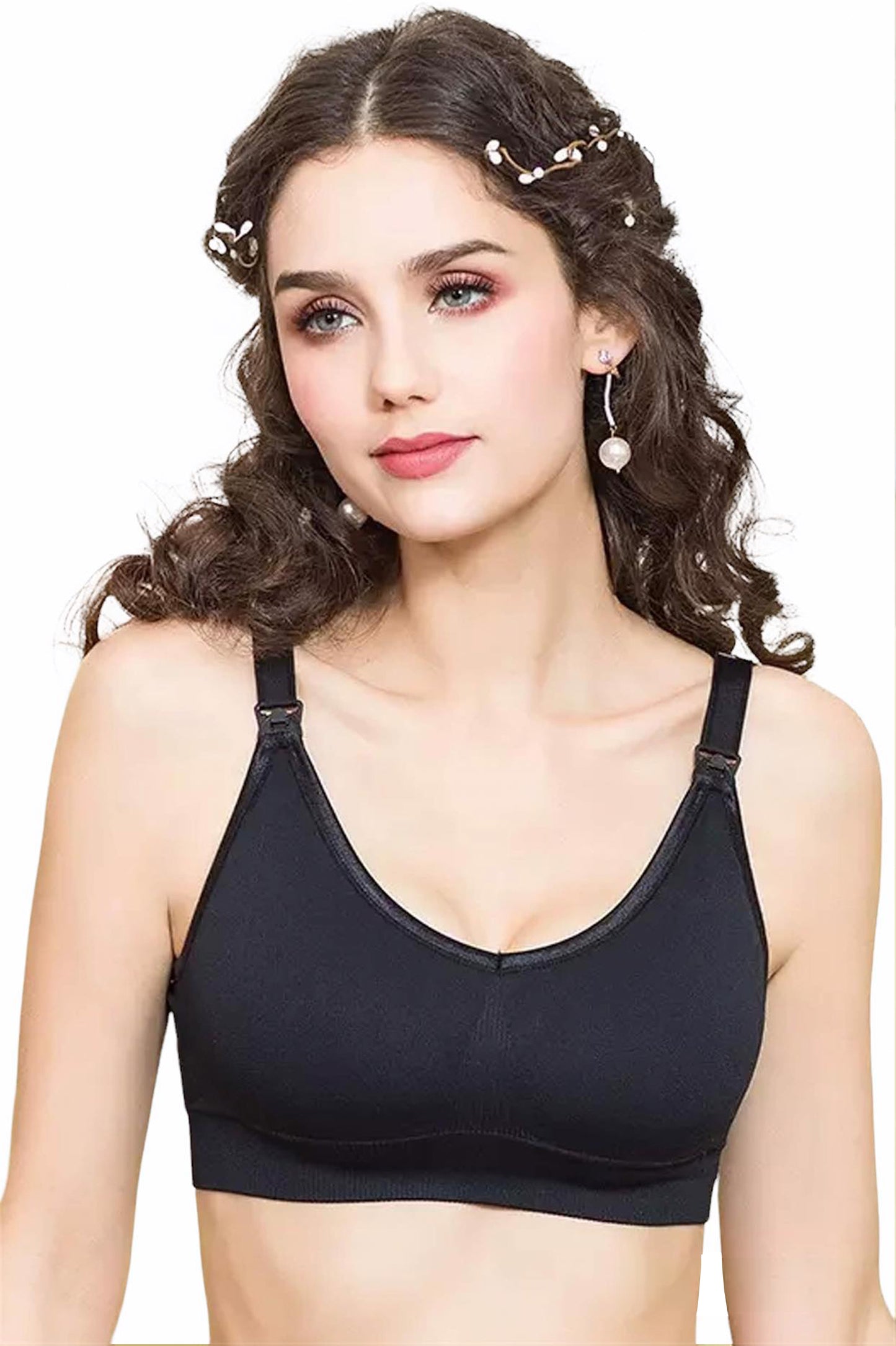 Sutien Alăptat fără Cusături și fără Întărituri - Negru - Linovit Store