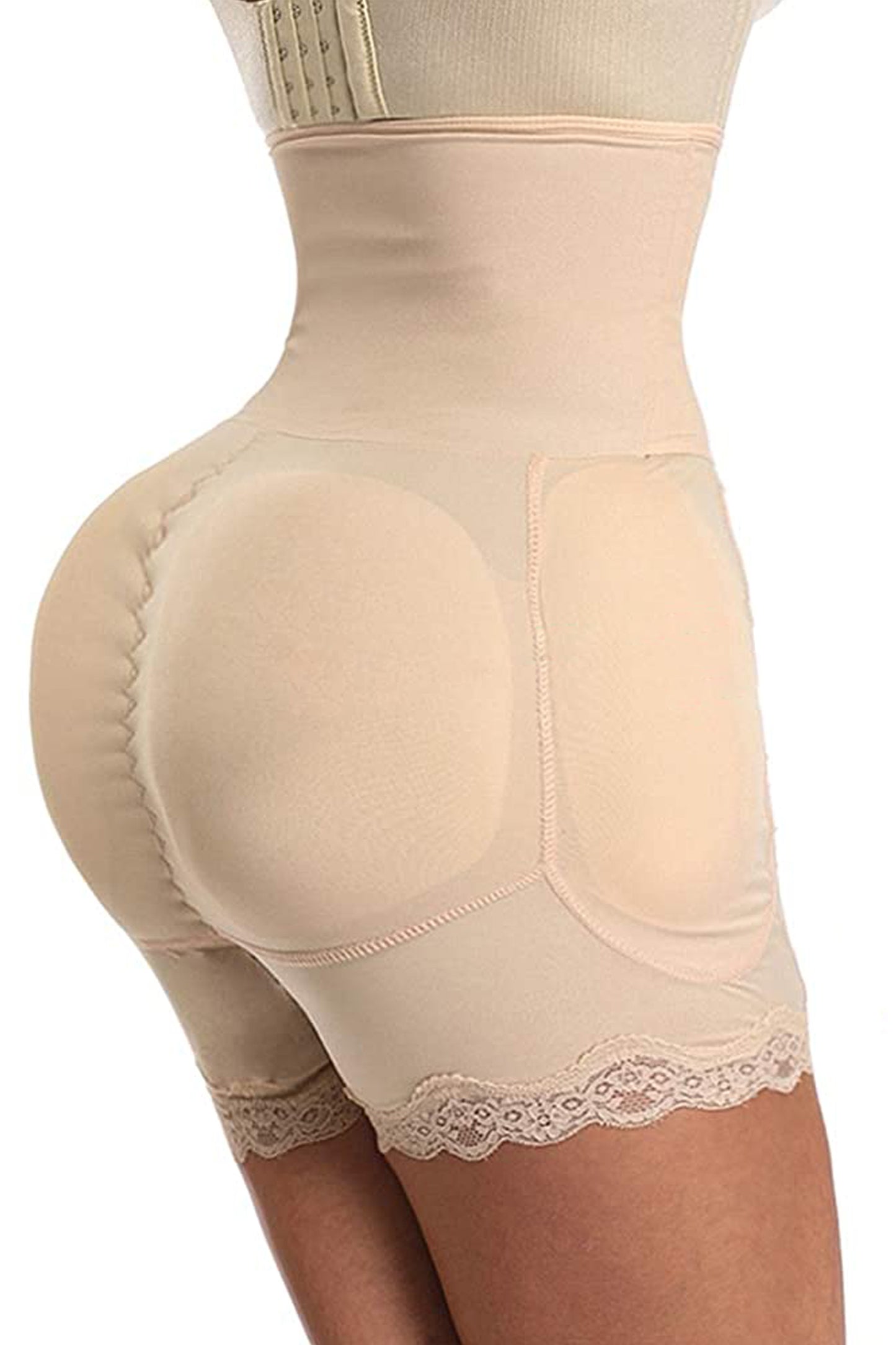 Body modelator cu efect push-up, corset & pernuțe pentru șolduri - Bej - Linovit Store