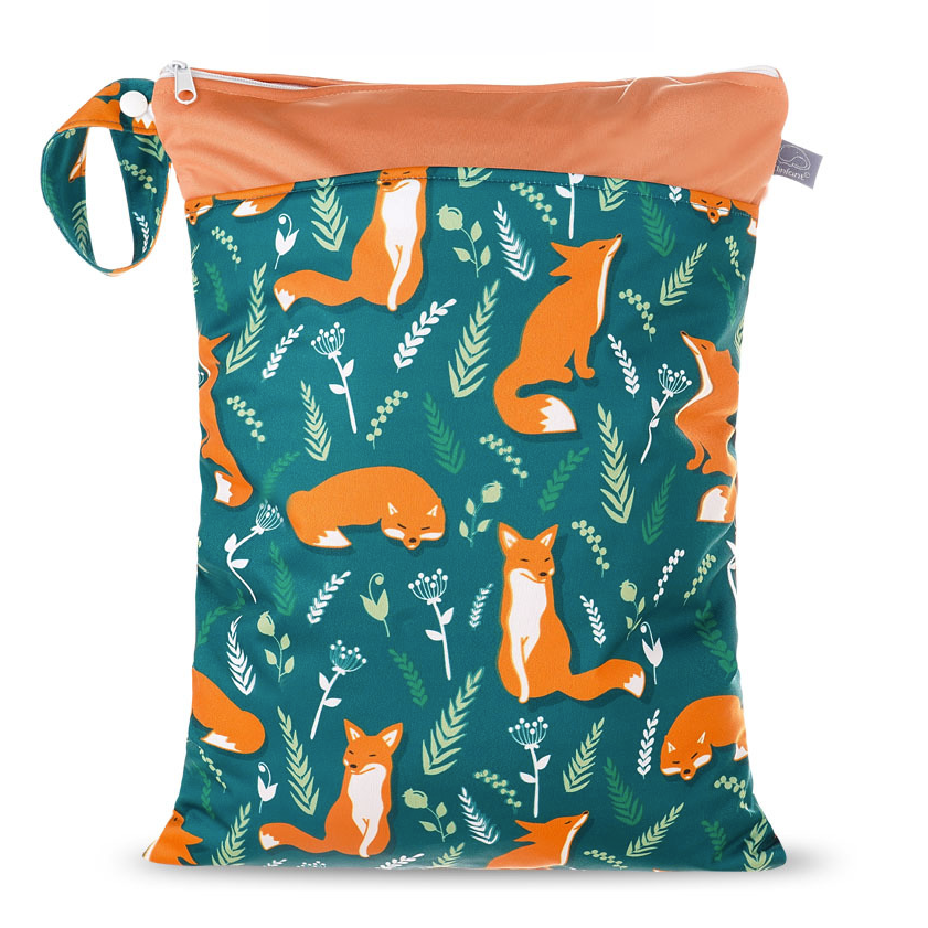 Set 4 scutece bebe, 1 săculeț pentru transport si 8 inserții absorbante, Reutilizabile, Lavabile, Impermeabile, Marime Reglabilă 3kg-15kg, Portocaliu/Verde - Linovit Store