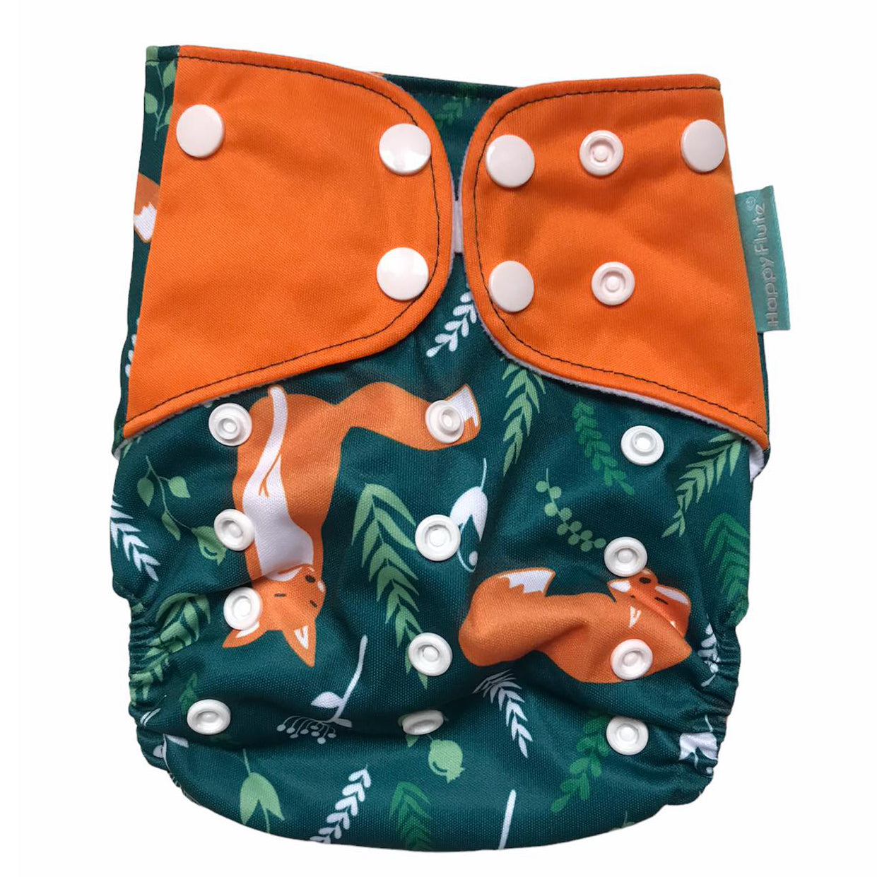 Set 4 scutece bebe, 1 săculeț pentru transport si 8 inserții absorbante, Reutilizabile, Lavabile, Impermeabile, Marime Reglabilă 3kg-15kg, Portocaliu/Verde - Linovit Store