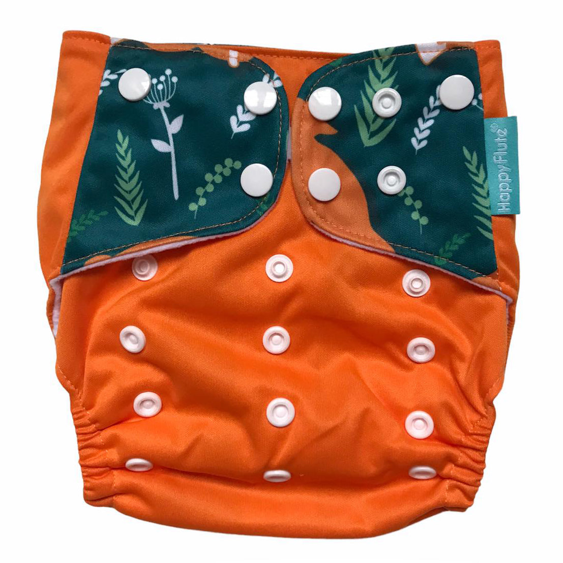 Set 4 scutece bebe, 1 săculeț pentru transport si 8 inserții absorbante, Reutilizabile, Lavabile, Impermeabile, Marime Reglabilă 3kg-15kg, Portocaliu/Verde - Linovit Store
