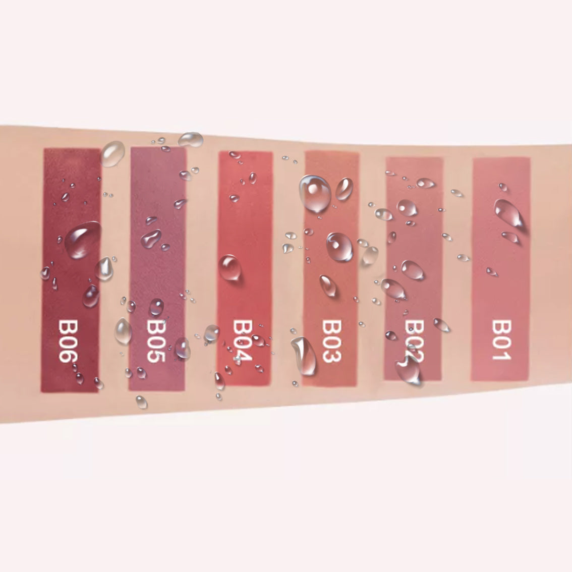 Set 6 rujuri mate rezistente la transfer, waterproof, 6 X 2.5 ml, Rose / Nude - Linovit Store