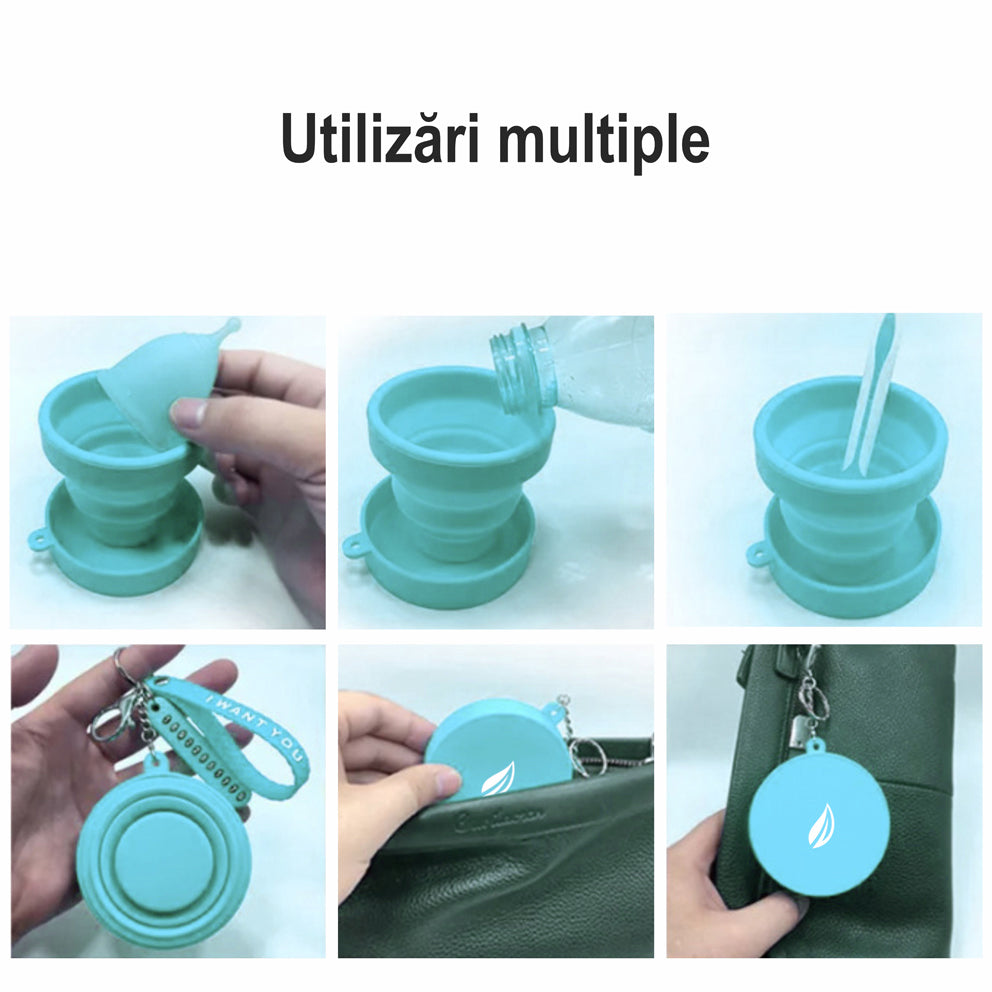 Sterilizator Cupe Menstruale, Linovit®, Pliabil, Silicon medical, Reutilizabil, 230ml, Turcoaz - Linovit Store